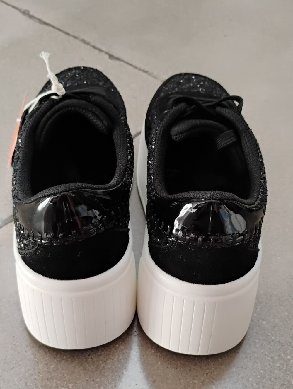 Lucky Step Black Glitter Platform Sneakers for Women - Picture 11 of 13